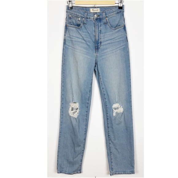 Madewell The Perfect Vintage Straight Jean in Danby Wash Knee Rip Edition - Picture 10 of 10